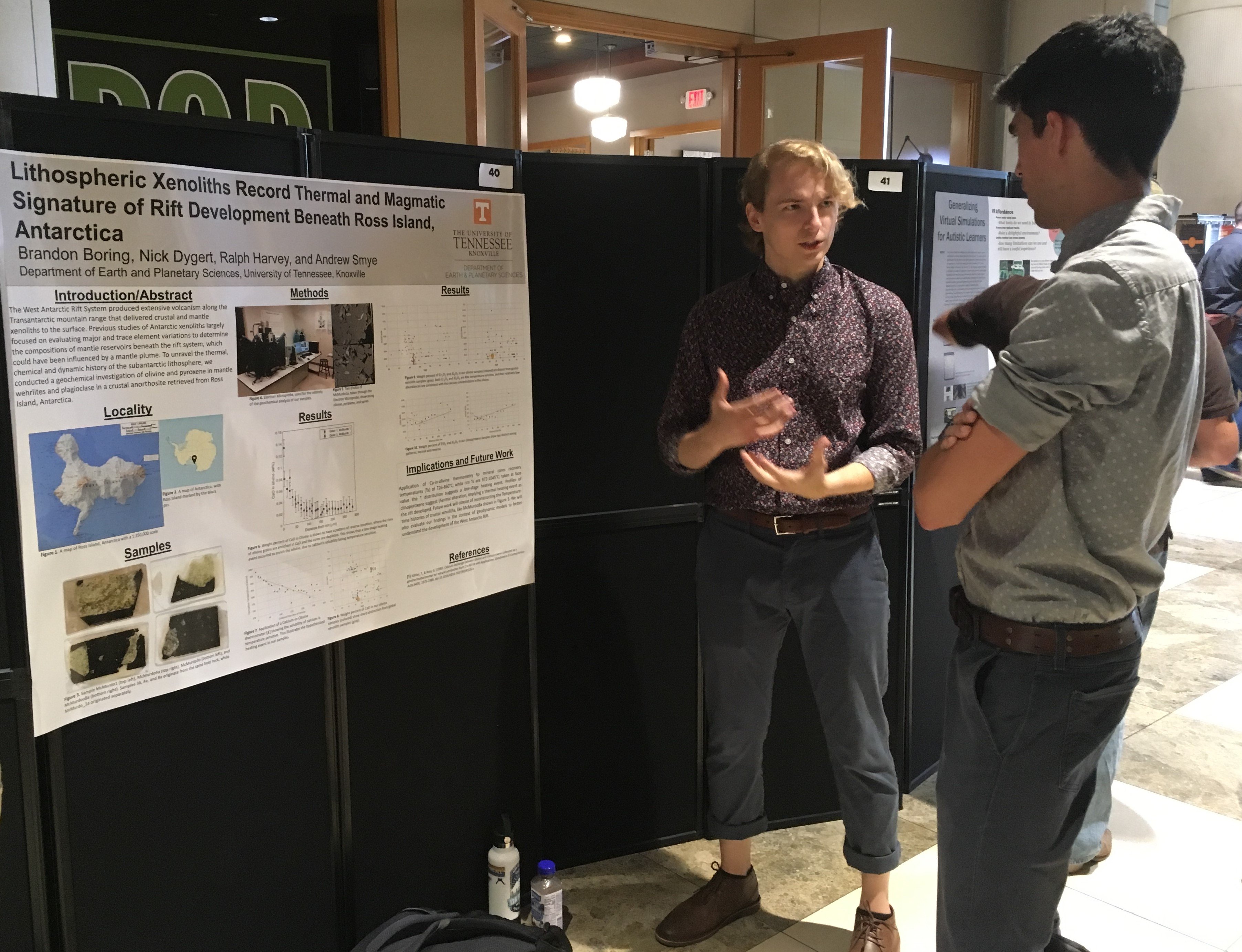 Student Beau Boring presents research poster